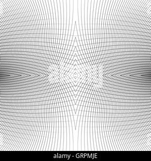 Raster von verzerrten dynamische Linienführung. Wiederholbar. Geschwungene Linien geometrische monochrome Gitter. Netzförmig, zellulare nahtlose Muster Stock Vektor