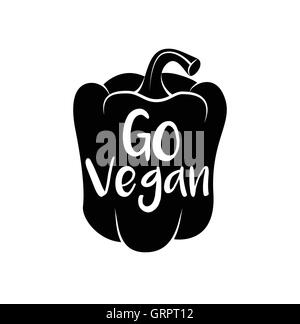 Vegane gehen - Cocept. Doodle - Paprika. Vektor-Illustration Stock Vektor