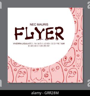 Flyer mit lustigen Gesichtern, Cartoon-Stil auf Hintergrund. Es kann als Einladung oder Karte verwendet werden. Vektor Stock Vektor