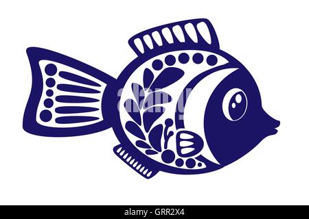 Illustration von isolierten Cartoon Fisch auf weißem Hintergrund. Vektor Stock Vektor