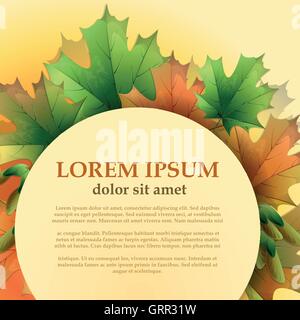 Runde Rahmen mit Ahorn Blätter auf einem hellen Hintergrund mit Platz für Ihren Text. Herbst. Vektor Stock Vektor