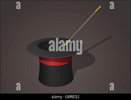 Zauberhut mit Zauberstab Stock Vektor