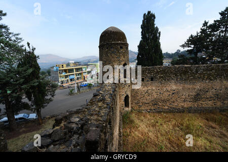 Die Ruinen des Fasil Ghebbi (königliche Gehege) in Gondar, Äthiopien. Stockfoto