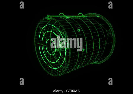 Rotation Fan Turbine im Hologramm Wireframe-Stil. Schönes 3D Rendering Stockfoto