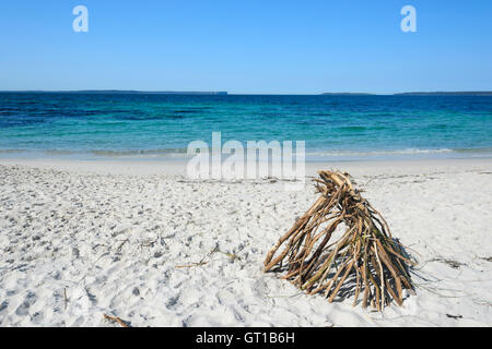 Weißer Sand und türkisfarbenem Wasser an der berühmten hyams Beach, Jervis Bay, New South Wales, NSW, Australien Stockfoto