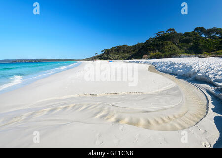 Die berühmten weißen Sandstrand von hyams Beach im malerischen Jervis Bay mit seinem türkisfarbenen Wasser, New South Wales, NSW, Australien Stockfoto