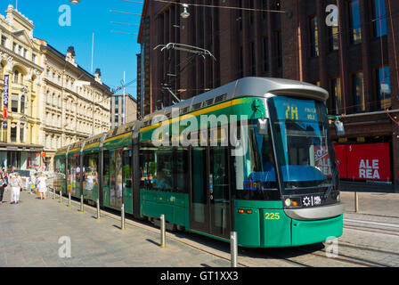 Straßenbahn 7A, Aleksanterinkatu, Helsinki, Finnland Stockfoto