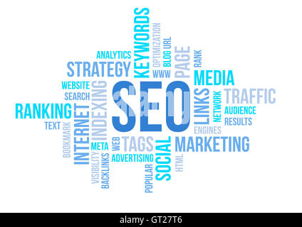 SEO-Geschäft, Suchmaschinen-Optimierung, Konzept Cloud Diagramm Abbildung Stockfoto