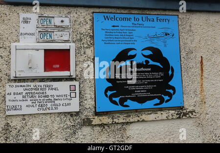 Willkommen auf Ulva Ferry zeichen Schottland september 2016 Stockfoto