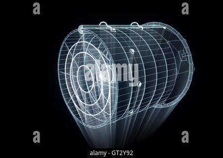 Rotation Fan Turbine im Hologramm Wireframe-Stil. Schönes 3D Rendering Stockfoto