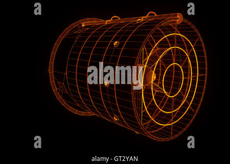 Rotation Fan Turbine im Hologramm Wireframe-Stil. Schönes 3D Rendering Stockfoto