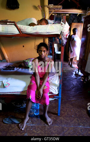 Chagos - 04.04.2012 - Mauritius - eine Flüchtlingsfamilie Chagos Baie du Tombeau, Mauritius - Olivier Goujon / Le Pictorium Stockfoto