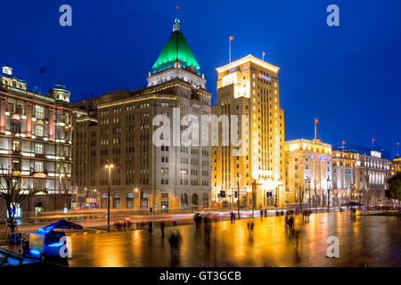 Das Peace Hotel und der Bank of China auf den Bund in Sanghai Stockfoto