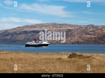 Craignure, Schottland - Aprile 19, 2014: Passagiere der Fähre auf der Strecke zwischen Oban und Craignure, Isle of Mull, Schottland Stockfoto