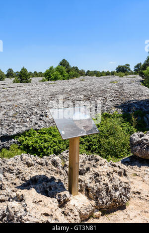 Kalkstein-Rock-Formation geprägt durch Erosion in La Ciudad Encantada in der Nähe von Cuenca, Castilla La Mancha, Spanien Stockfoto