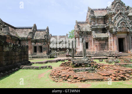 Prasat Hin Phanom Rung, Phanom Rung oder vollständigen Namen, Prasat Hin Phanom Rung, wird ein Khmer-Tempel-Komplex auf dem Rand einer ausgestorbenen festgelegt. Stockfoto