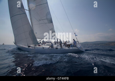 Imperia, Italien. 8. September 2016. Die Yacht "Il Moro di Venezia" Segeln während Vele d ' epoca, einen Oldtimer Yacht-Wettbewerb findet alle zwei Jahre in Imperia. Stockfoto