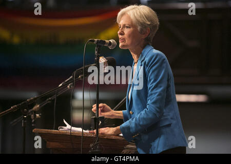 Chicago, Illinois, USA. 8. Sep, 2016. Präsidentschaftskandidat Dr. Jill Stein für die grünen, spricht über ihre Plattform für eine Schar von Anhängern im Preston Bradley Center in Chicago. Bildnachweis: Rick Majewski/ZUMA Draht/Alamy Live-Nachrichten Stockfoto