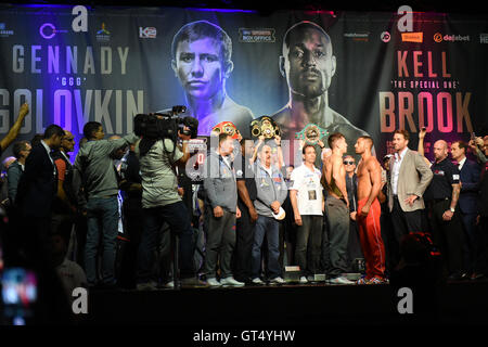 London, UK. 9. September 2016. Gesamtansicht der Boxer Kell Brook und Gennady Golovkin während einer-wiegen in der O2 Arena am 9. September 2016 Credit: TGSPHOTO/Alamy Live News Stockfoto