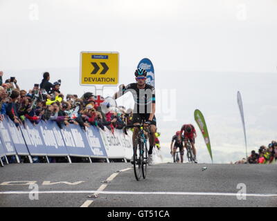 Haytor Dartmoor, UK. 9. September 2016. Abschluss der Sidmouth Haytor Teil der Tour of Britain Wouter Poels Team Sky nimmt den Etappensieg Credit: Anthony Collins/Alamy Live News Stockfoto