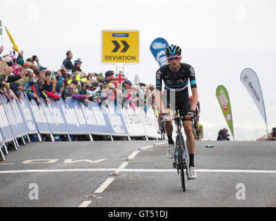 Haytor Dartmoor, UK. 9. September 2016. Abschluss der Sidmouth Haytor Teil der Tour of Britain Wouter Poels Team Sky nimmt den Etappensieg Credit: Anthony Collins/Alamy Live News Stockfoto