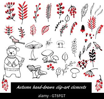 Hand-Drawn florale Elemente-set Stock Vektor