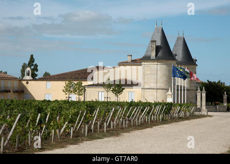 Saint Estephe Weinregion Frankreich - Schloss Lilian Ladouys den Reben und Weingut in Saint Estephe Weingebiet in Bordeaux Stockfoto