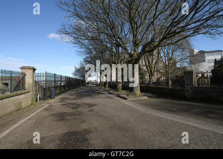 Blick entlang der Grand Parade Teil der Mauern von Derry. Stockfoto