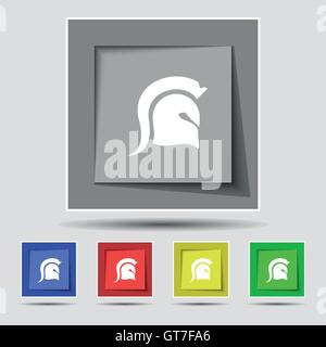 Spartan Helm Symbol Zeichen auf original fünf farbige Tasten. Vektor Stock Vektor