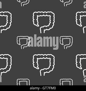 Dickdarm-Zeichen. Nahtlose Muster auf einem grauen Hintergrund. Vektor Stock Vektor