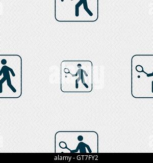 Tennis Spieler Zeichen. Nahtlose Muster mit geometrischen Struktur. Vektor Stock Vektor