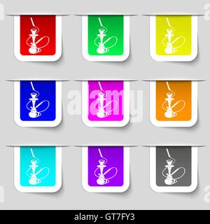 Shisha-Symbol Zeichen. Reihe von bunten moderne Etiketten für Ihr Design. Vektor Stock Vektor
