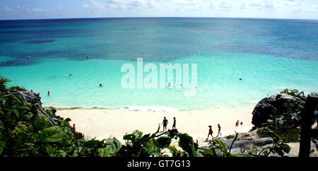 Atemberaubende Aussicht auf den Isla Cozumel ruhige und Aquablau Strände Stockfoto