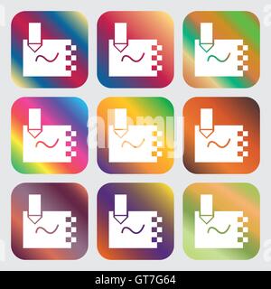 Notebook Symbol. Neun Tasten mit hellen Gradienten für schönes Design. Vektor Stock Vektor
