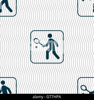 Tennis Spieler Zeichen. Nahtlose Muster mit geometrischen Struktur. Vektor Stock Vektor