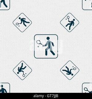 Tennis Spieler Zeichen. Nahtlose Muster mit geometrischen Struktur. Vektor Stock Vektor