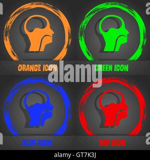 Kehlkopf, medizinische Ärzte HNO-Symbol. Moderne stilvolle. In orange, grün, blau, rot-Design. Vektor Stock Vektor