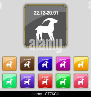 Steinbock-Symbol Zeichen. Set mit elf farbigen Buttons für Ihre Website. Vektor Stock Vektor