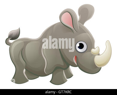 Einen niedlichen Nashorn Nashorn Tier Cartoon Charakter-Maskottchen Stockfoto