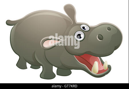 Eine niedliche Nilpferd Hippo Tier Cartoon Charakter-Maskottchen Stockfoto