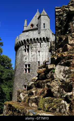 Der Rundturm an Forteresse de Largoet, Elfen, Morbihan, Bretagne, Frankreich Stockfoto