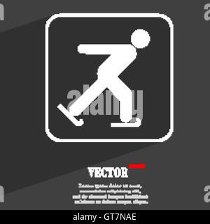 Ice skating Symbol flach moderne Webdesign mit langen Schatten und Platz für Ihren Text. Vektor Stock Vektor