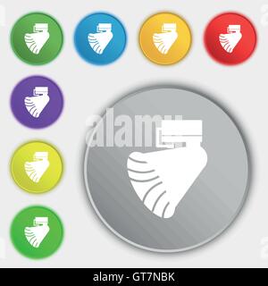 Grammophon-Symbol. Melden Sie sich. Symbol auf acht flache Schaltflächen. Vektor Stock Vektor