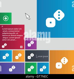 Würfel, Würfel-Symbol Zeichen. Schaltflächen. Moderne Oberfläche Webseite mit Cursor Cursor Tasten. Vektor Stock Vektor
