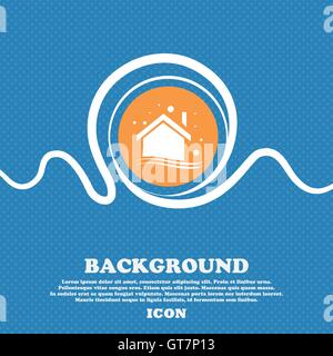 Winter Haus Symbol Zeichen. Blau und weiß abstrakte Hintergrund gesprenkelt mit Platz für Text und Ihr Design. Vektor Stock Vektor