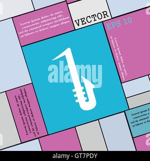 Saxophon-Symbol Zeichen. Flache Jugendstil für Ihr Design. Vektor Stock Vektor