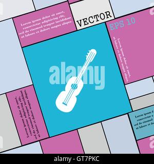 akustische Gitarre Symbol Zeichen. Flache Jugendstil für Ihr Design. Vektor Stock Vektor