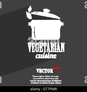 vegetarische Küche Symbol flach moderne Webdesign mit langen Schatten und Platz für Ihren Text. Vektor Stock Vektor