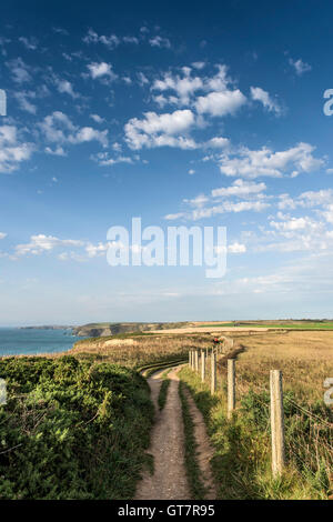 Die South West Coastal Path, die von Newquay nach Watergate Bay. Stockfoto