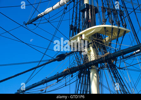 Freundschaft-Mast (Großsegler), Salem Maritime National Historic Site, Massachusetts Stockfoto